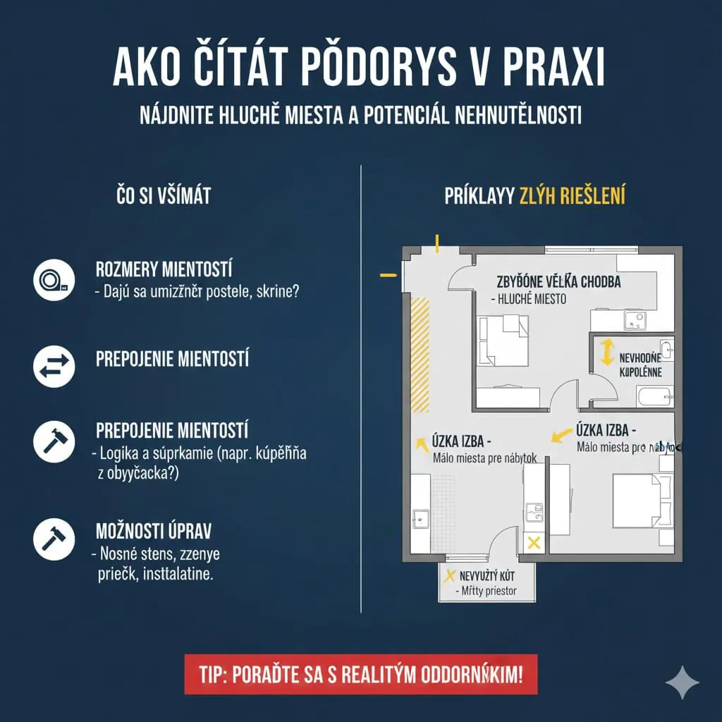 Čo je pôdorys a prečo je kľúčový 2 Infografika: ako čítať pôdorys bytu a odhaliť hluché miesta