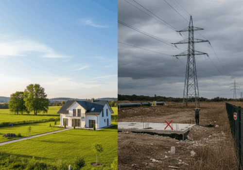 obrazok znaroznuje pozemok a poukazuje na to ze jedna strana je zastavana a druha nie, a tym chce clanok povedat ze nie kazdy pozemok sa da zastavat