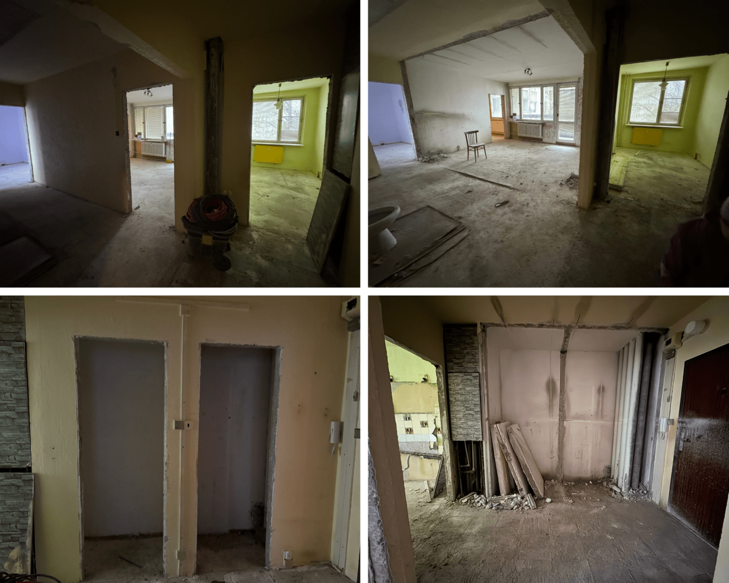 Byt Kyjevská Michalovce - koláž fotiek pred rezanim panelu a po rezaniu panela