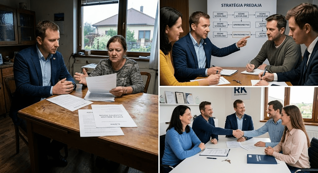 Kombinácia viacerých fotografií. Koláž ukazuje prebiehajúce rekonštrukčné práce v dome: detail starých okien pred výmenou, detail nových moderných sivých okien a celkový pohľad na exteriér domu, ktorý prechádza modernizáciou.