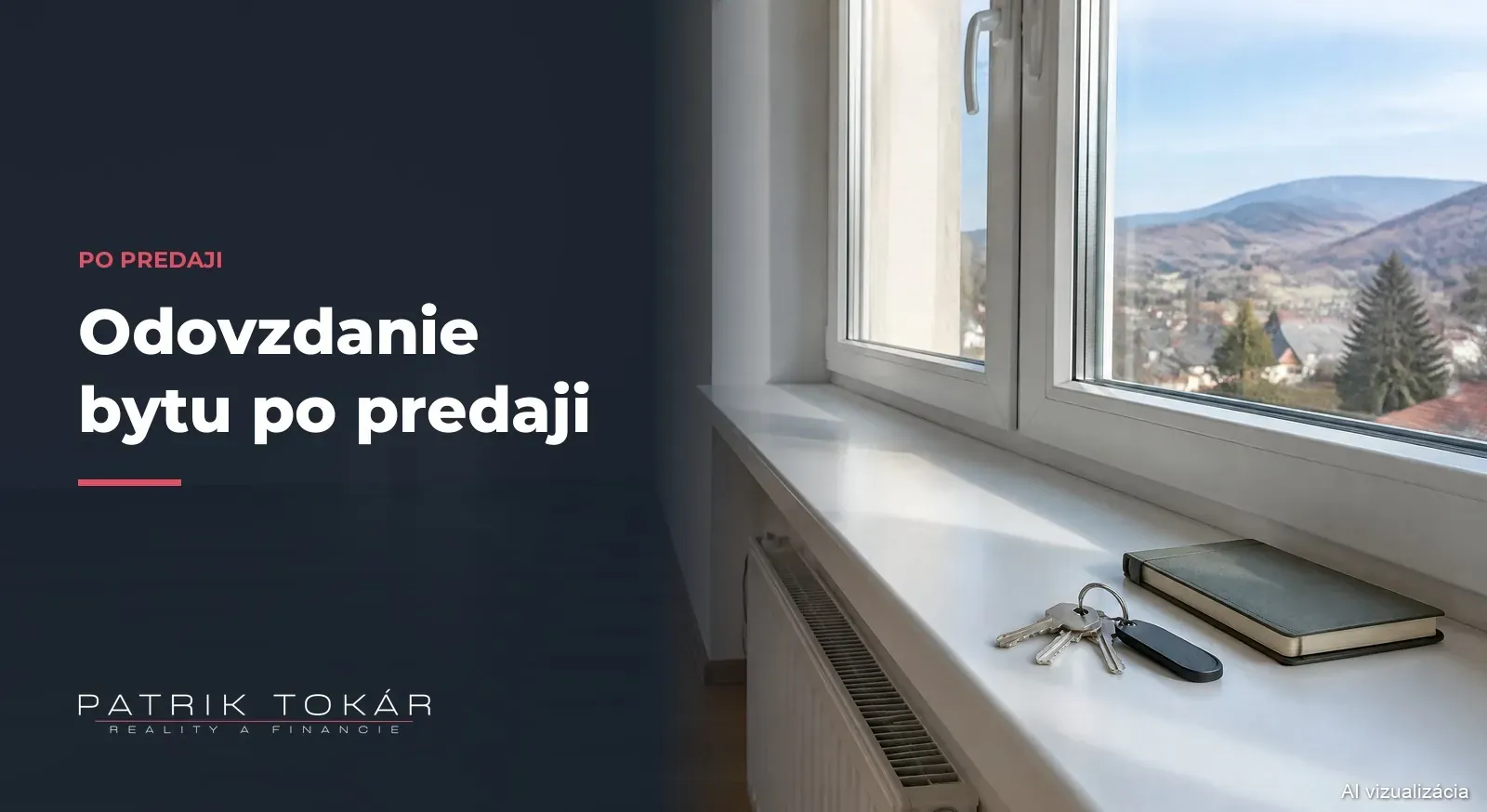 Odovzdanie bytu po predaji: kľúče na parapete prázdneho bytu