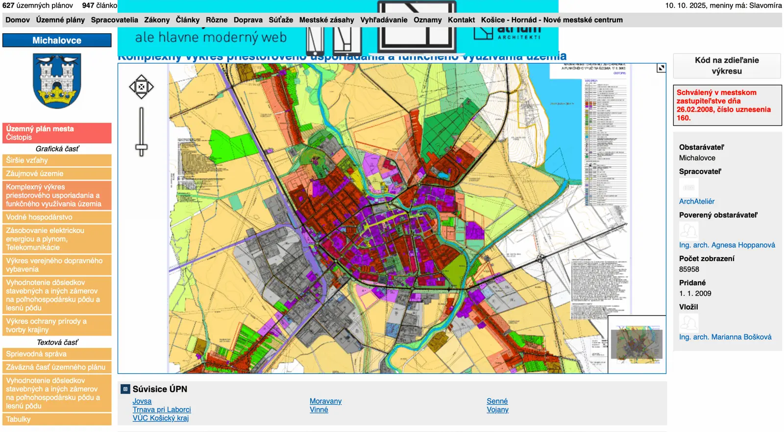 Ako rozdeliť pozemok v intraviláne? 2 Mapa územného plánu mesta Michalovce s vyznačeným intravilánom“